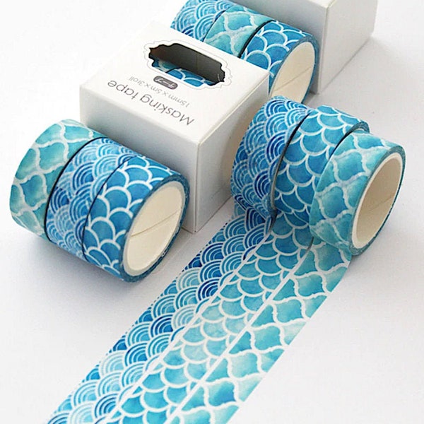 3 Rolls Washi Tape Set: Japanese Ocean