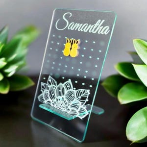 Personalized Acrylic Earring Travel Size Display Organizer