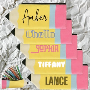 Custom Name Pencil Case, Teacher Appreciation Gift, back to school, Accessories Bag Pouch, Pencil-Shaped Pencil Pouch