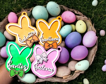 Personalisierte Ostern Korb Anhänger: Holz Hase Name Ornament