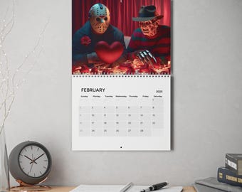 Horror Wall Calendar 2025, Horror Movie Characters, Scary Movie Calendar, Halloween Movie Calendar, Horror Fan Gift