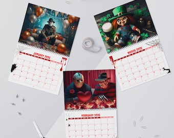 2026 Horror Icons Wall Calendar - A Year of Terror Awaits, Scary Iconic Monthly, Halloween, Gothic Wall Art, Creepy Home Decor, Monster
