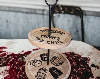 Horror themed 2-Tiered Engraved Tray - Choose your Characters