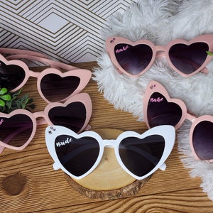 Bride & Babe Heart Sunglasses: Bachelorette Party Favors - Set of 8