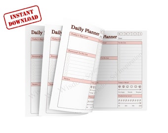 Simple Daily Planner Printable, Weekly Schedule, Goal Tracker (Digital Download)