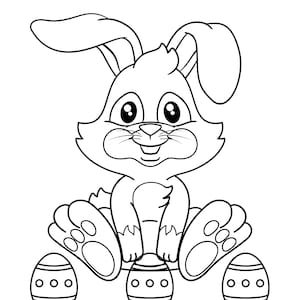 Easter Coloring Sheets, Easter Bunny Coloring Page, 8.5x11, A4, Easter Coloring Page, Coloring Pages, Printable Coloring, Instant Download image 1