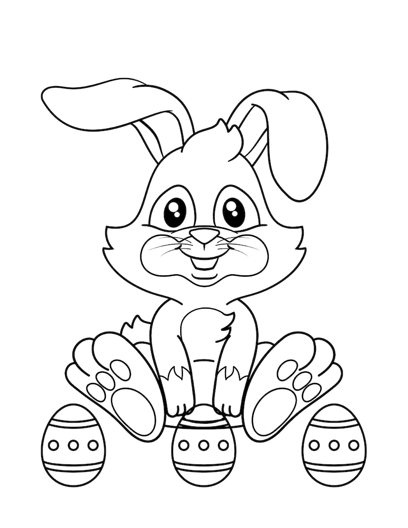 Easter Coloring Sheets, Easter Bunny Coloring Page, 8.5x11, A4, Easter Coloring Page, Coloring Pages, Printable Coloring, Instant Download image 1