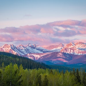 Sunrise mountain view | Pink Alberta mountains | Gift for her or him  | Canadian Rockies | wall art | custom decor | photography print |