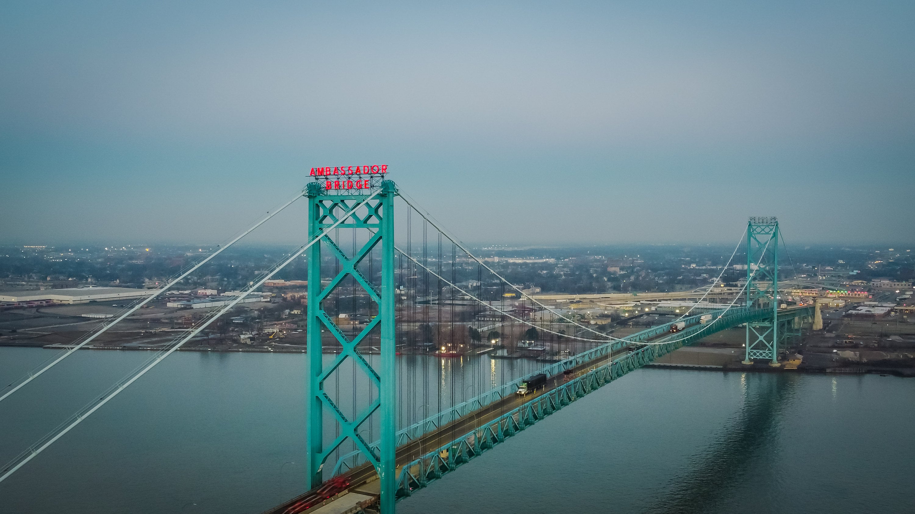 Ambassador Bridge Aerial Print | Detroit-windsor Border Crossing - Etsy