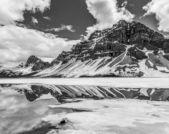 Canadian Rockies In Black and white  | Alberta Black/White | Wall Decor Ideal for Home, Living Room, Bedroom, Office, Hallway & Kitchen |