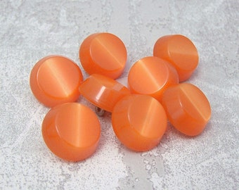 Modern Lucite Orange Buttons - CHOOSE ≈10mm .39", ≈12mm 1/2", ≈15mm 5/8 inch - Vtg NOS Chunky Tangerine-Orange Cats-Eye Shank-Buttons PL926