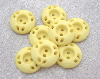 Yellow Raindrop Buttons - CHOOSE ≈18mm .71", ≈21mm .82" - Light Pastel Lemon-Yellow Pierced Rain Drop Sew-Through-Buttons - 8 Vtg NOS PL936
