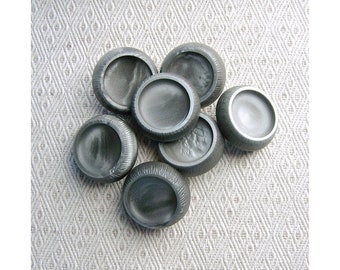 Modern Gray Shanks - CHOOSE 27mm 1.06 inch, 33mm 1.30" - Marbled Satin Lunar Grey Coat Buttons - VTG NOS Concave Scoop Sewing Buttons PL260