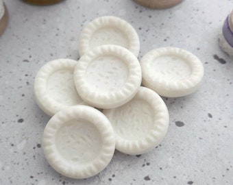 Chalky White Vintage NOS Buttons, ≈27mm 1.06" - 6 or 7 Carved Modern Satin-Matte Gray-White Coat Shank-Buttons 1960s P654