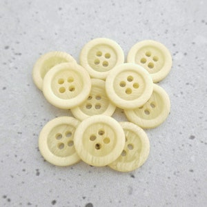 Custard Yellow Buttons, 15mm 5/8 inch - Brushed Semi-Trans Tonal Lemon-Rose Yellow Buttons - 10 VTG NOS Pastel Yellow Ocre Sew-Throughs P401