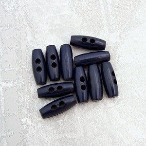 Navy Blue Toggle Buttons, ≈26mm 1 inch - Glossy Dark-Blue Oblong Toggle Closures - Vtg NOS Midnight-Blue Sew-Through Coat Toggles P257