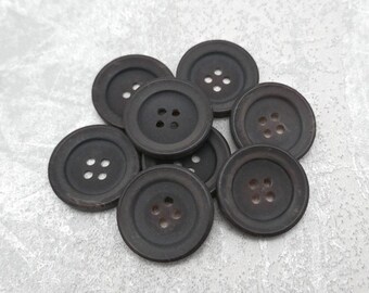 Darjeeling Brown Buttons, 26mm 1 inch - Marbled Matte Espresso Brown Sewing Buttons - VTG NOS Deep Bronze-Green Sew-Through Buttons P208 bb