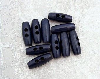 Navy Blue Vintage NOS Toggle Closures, ≈26mm 1 inch - 6 or 8 Glossy Dark Mignight-Blue 2-Hole Oblong Barrel Toggle  Sew-Through Buttons P257