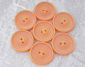 Orange Sherbet Buttons, ≈29mm 1.14" - Modern Frosted Tangerine-Orange Sewing-Buttons - Vtg NOS Modern Orange Coat 2-Hole Sew-Throughs PL873