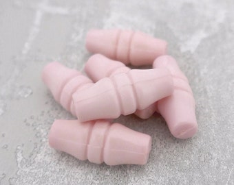 Pastel Pink Kids Toggles, ≈22mm 7/8" - Carved Powder-Pink Plastic Toggle Closures - 6 Vtg NOS Light-Pink Barrel Shank Sewing-Buttons NP024