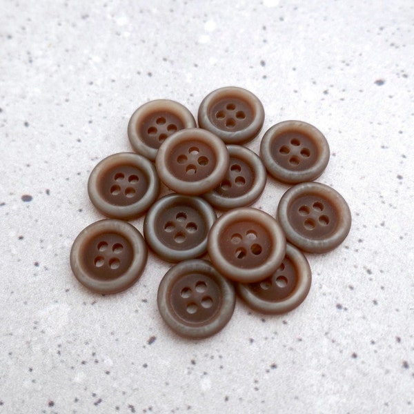 TransOxide Brown Buttons, 15mm 5/8 in - Reddy Brown Buttons w/ Blue Iridescent Rims - 10 VTG NOS 4-Hole Natural Nutmeg Brown Buttons P635 bb