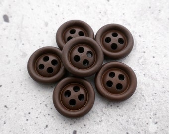 Dark Brown Buttons - CHOOSE 20mm .78 inch, 22mm 7/8 inch - Thick Cocoa Brown Hybrid Sew-Through & Shank Buttons - VinTaGe NOS 1940s P706