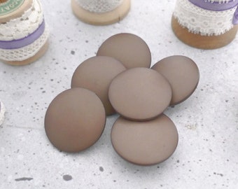 Mocha Brown Vintage NOS Shank-Buttons, ≈28mm 1-1/8 inch - Smooth Gently Domed Satin Matte Light Umber-Brown Coat Sewing-Buttons P705