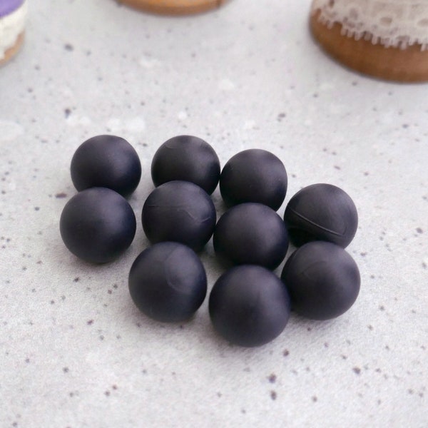 Dark BoysenBerry Buttons, 12mm 1/2 inch - Deep Indigo Purple Moon Ball Shanks - 10 VTG NOS Lavendel Purple Spherical Sewing Buttons P490 bb