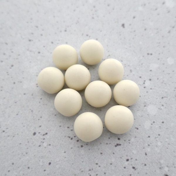 Yellow Creme Cafe Buttons, 12mm 1/2 inch - Moon Mist Pale Yellow Ball Shank Buttons - 10 VTG NOS Vintage Warm Off-White Sphere Buttons P476