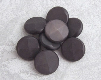 Sepia Brown Buttons - CHOOSE ≈12mm 1/2 inch, ≈17mm .67" - 10 Vintage NOS Faceted Retro-Mod Cross-Quarter Brown Flower Shank-Buttons PL025