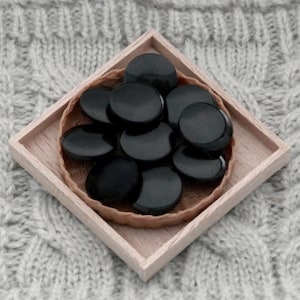Small Black Shanks - CHOOSE 13mm .51&quot;, 14mm .55 in. - Glossy Opaque Charcoal Black Buttons - VTG NOS Little Panther Black Buttons P988 P1113