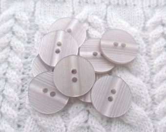 Wistful Lilac Buttons, ≈19mm 3/4" - Modern Pale Pastel Pearl Frost Purple Sew-Throughs - 6 VinTaGe NOS Light Orchid Dew Sewing Buttons P886