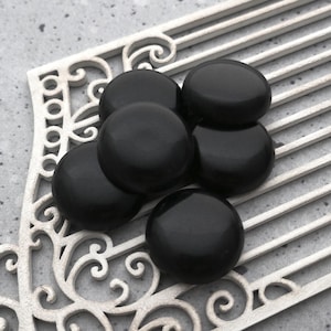 Black Shank Buttons - CHOOSE 19mm 22mm 25mm - Smooth Semi-Gloss Domed Black Buttons - VinTaGe NOS Gently Rounded Nero Black Buttons P980