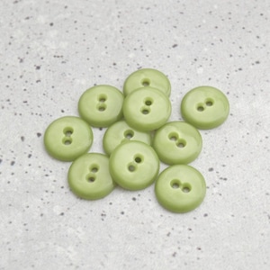 Apple Green Buttons, 15mm 5/8 inch - Tonal Spring Meadow Green Fusion Swirl Sew-Throughs - VTG NOS Pastel Yellow-Green Grooved Buttons P727