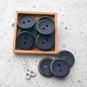 Little Blue Buttons, 15mm 5/8 inch - Tonal Deep Blue 2-Hole Sew-Throughs w/ Skinny Rims - VTG NOS Dark Ultramarine Blue Sewing Buttons P1034