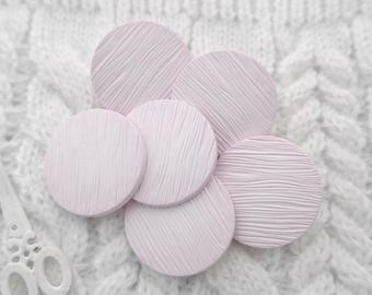 Powder Pink Buttons, ≈22mm 7/8" - CHOOSE Lighter, Darker Pastel-Rose Retro Zen Shanks - 6 Vtg NOS Etched Petal-Pink Faux-Grain Buttons PL869