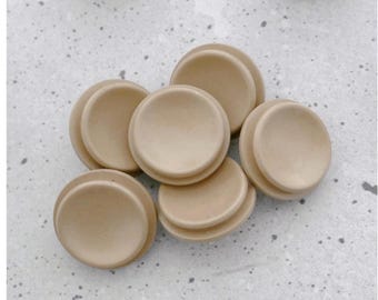 Kraft Brown Vintage NOS Coat-Buttons, ≈29mm 1-1/8 inch - 6 Chunky Carved Pastel Tan Beige Shank-Buttons 1940s P537