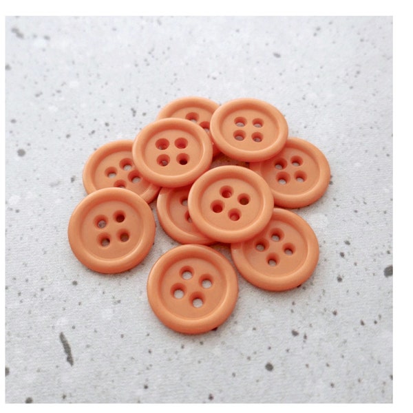 Big-Eyed Orange Buttons, 19mm 3/4 in. - Bright Melon Sorbet Orange Sew-Through Buttons - VTG NOS 4-Hole Pastel Sunset Orange Buttons P270 bb