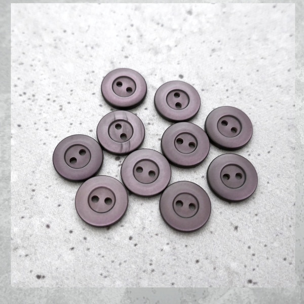 Luminescent Purple Buttons, 15mm 5/8 inch - Deep Cyclamen Purple Sewing Buttons - VinTaGe NOS Small Dark Purple 2-Hole Sew-Throughs P563 bb
