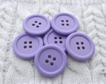 Lilac Mist Buttons, ≈23mm 7/8" - Glossy Pale Blue-Magenta Purple Sewing-Buttons - Vintage NOS Bright Mauve Classic 4-Hole Sew-Throughs P1139