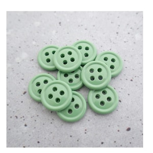 Mint Green Buttons, 15mm 5/8 inch - Aquamarine-Green Pedestal 4-Hole Sew-Throughs - VinTaGe NOS 1970s Pastel Green Big-Eyed Buttons P409