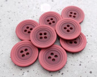 Cascading Cyclamen 1970s Vintage NOS 4-Hole Sew-Throughs, ≈20mm .78" - Stepped Art Deco Ombre Buttons in Quadruple Shades of Satin Pink P752