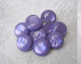 Amethyst Purple Buttons, 14mm .55" - Blue-Violet Marbled MoonGlow Shank Buttons - 10 VTG NOS Ripple Luminescent Purple Plastic Buttons PL522