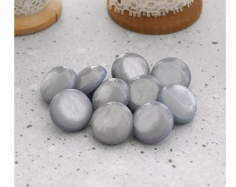 Moonstone Gray Buttons, ≈14mm .55" - Marbled Morning Grey MoonGlow Buttons - 8 VinTaGe NOS Light Grey Ripple Luminescent Shank-Buttons P488