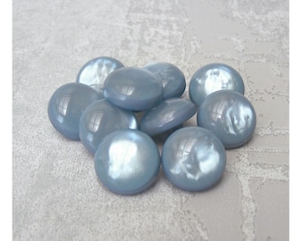 Labradorite Blue Buttons, 14mm .55" - Marbled Niagara Blue MoonGlow Sewing Buttons - 10 VTG NOS Ripple Luminescent Blue Shank Buttons PL523