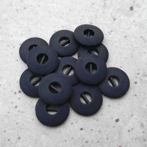 Darkest Navy 1980s Vintage NOS 2-Hole Sew-Throughs, ≈13mm 1/2" Satin Super Slender Mini Belt Buckle Slit Bar Buttons in Midnight Blue P1161