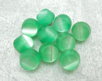 Modern Lucite Green Buttons - CHOOSE ≈10mm .39", ≈12mm 1/2 inch - Vintage NOS Small Chunky Mod Emerald-Green Cats-Eye Shank-Buttons PL759