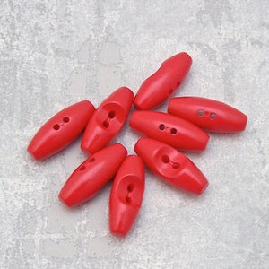 Bright Red Toggles, ≈30mm 1.18"- Vibrant-Red Sew-Through Toggle Closures - VinTaGe NOS Scarlet-Red Coat Toggle Sew-Through-Buttons PL960