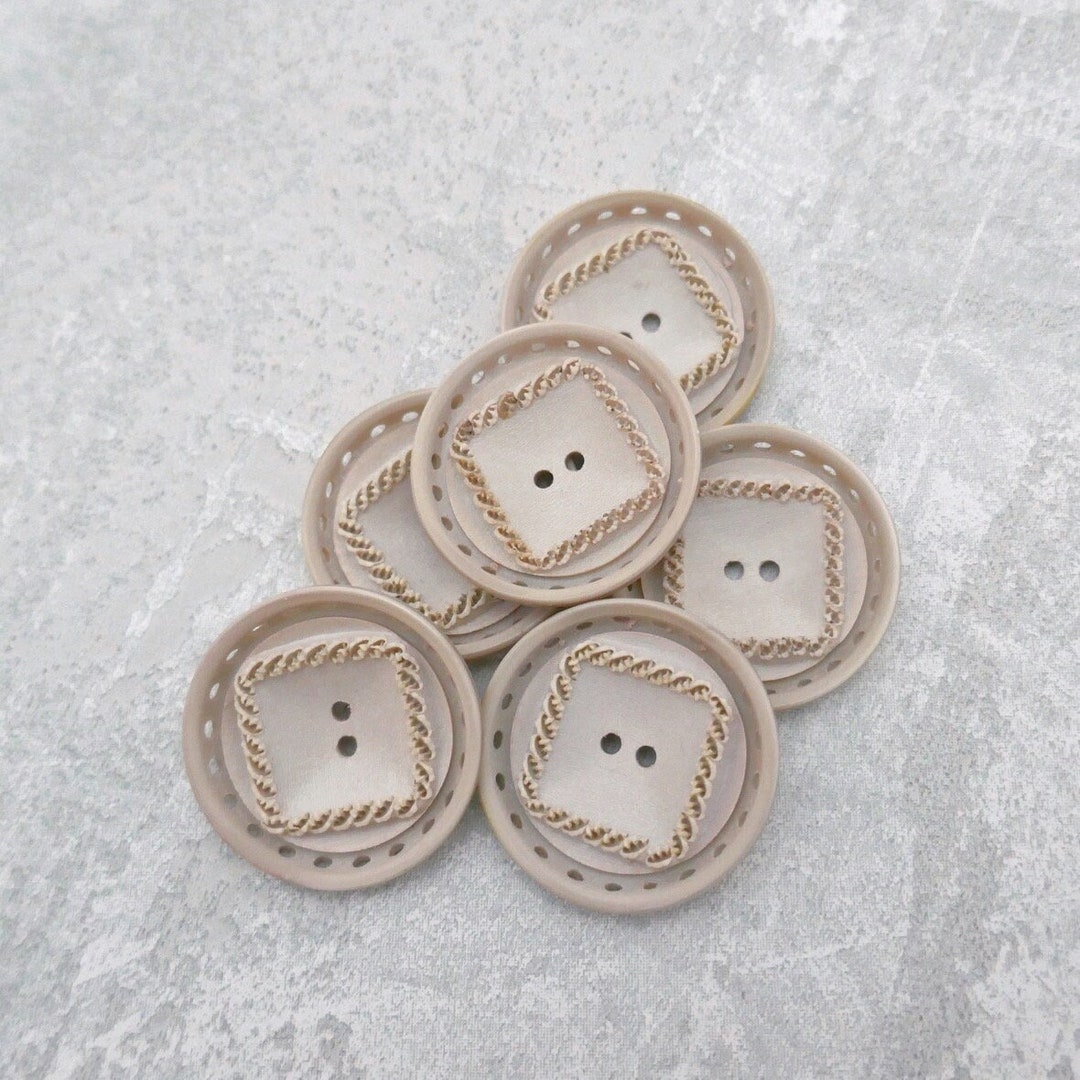 Pierced Beige Buttons - CHOOSE 28mm 1-1/8 In, 31mm 1-1/4 In. - 6 VTG ...
