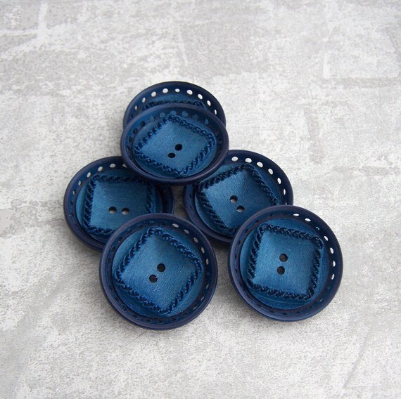 Pierced Blue Buttons 28mm 1-1/8 Inch 31mm 1-1/4 Inch 